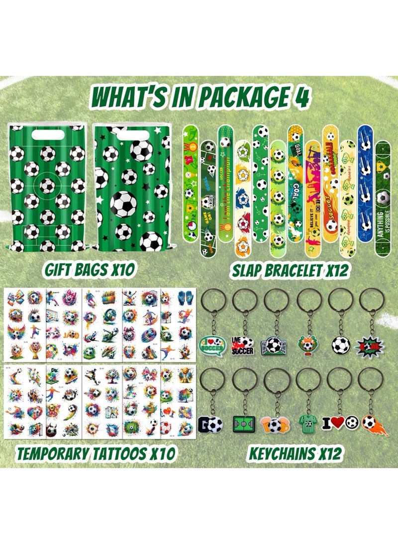 44 PCS Soccer Party Favors with Soccer Gift Bags, Soccer Slap Bracelet, Soccer Temporary Tattoos and  Soccer Keychains for Party Goodie Bag Fillers Soccer Party Decor - Image 2
